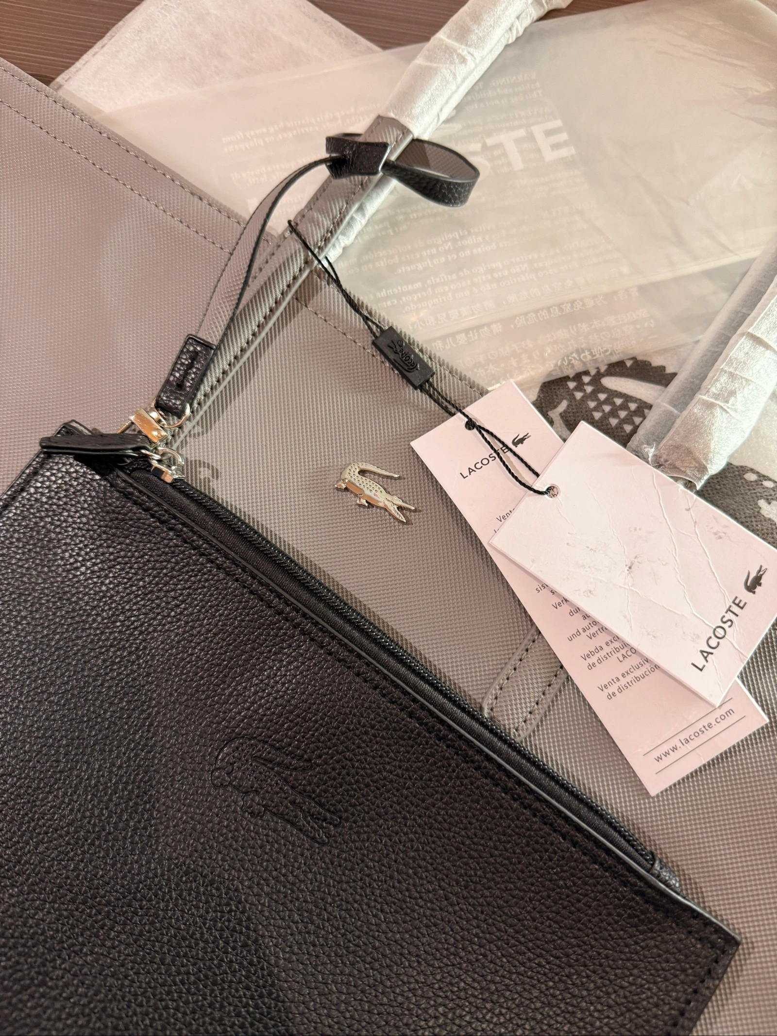 Lacoste reversible tote bag - Gray and Black – photo 13